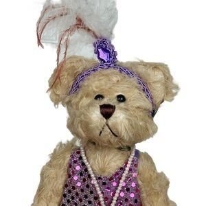 Vintage Brass Button Bears Daisy Hand Crafted Collectible Teddy Bear